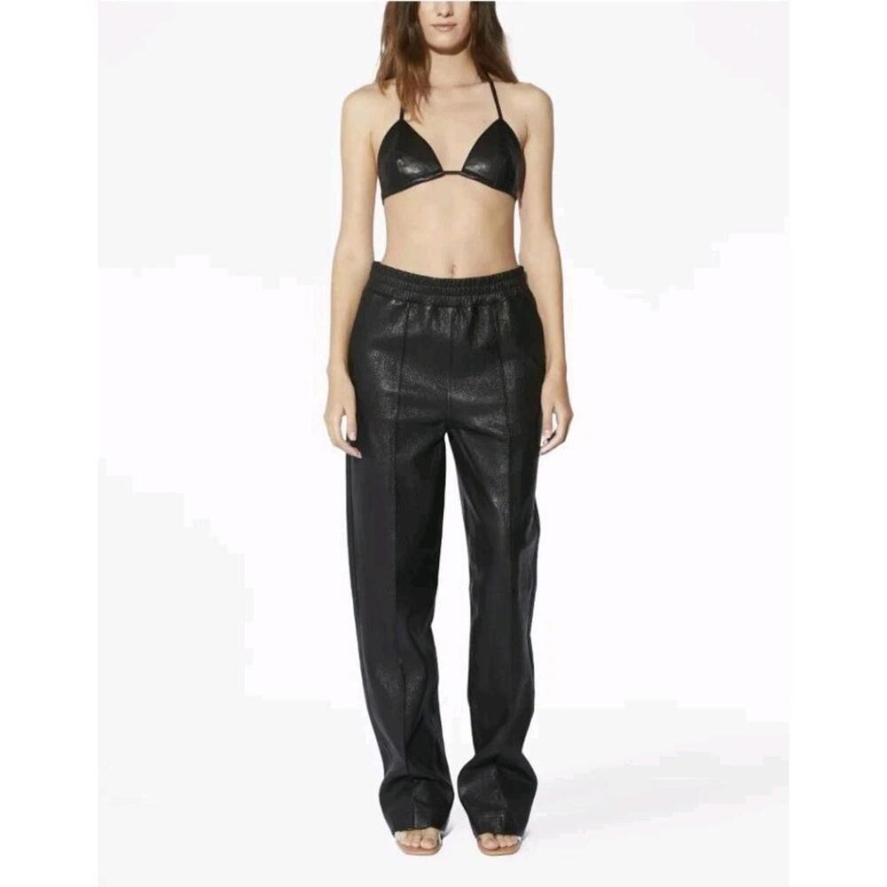 $1595 Farfetch RTA elasticated-waist leather trousers Size L NWT! Lamb Leather